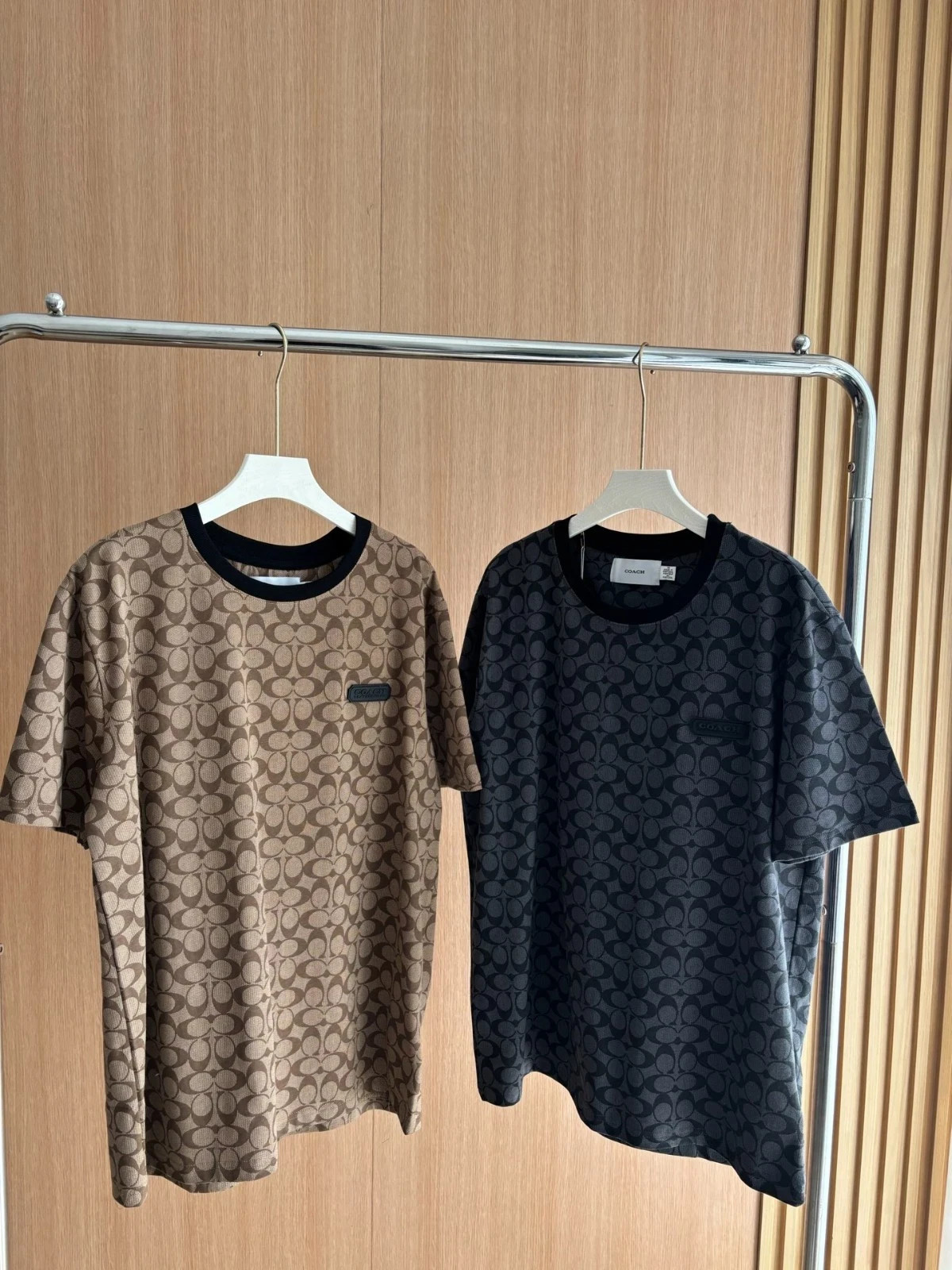 NWT COACH Women Men’s Unisex Black Brown printed T Shirt Organic Cotton