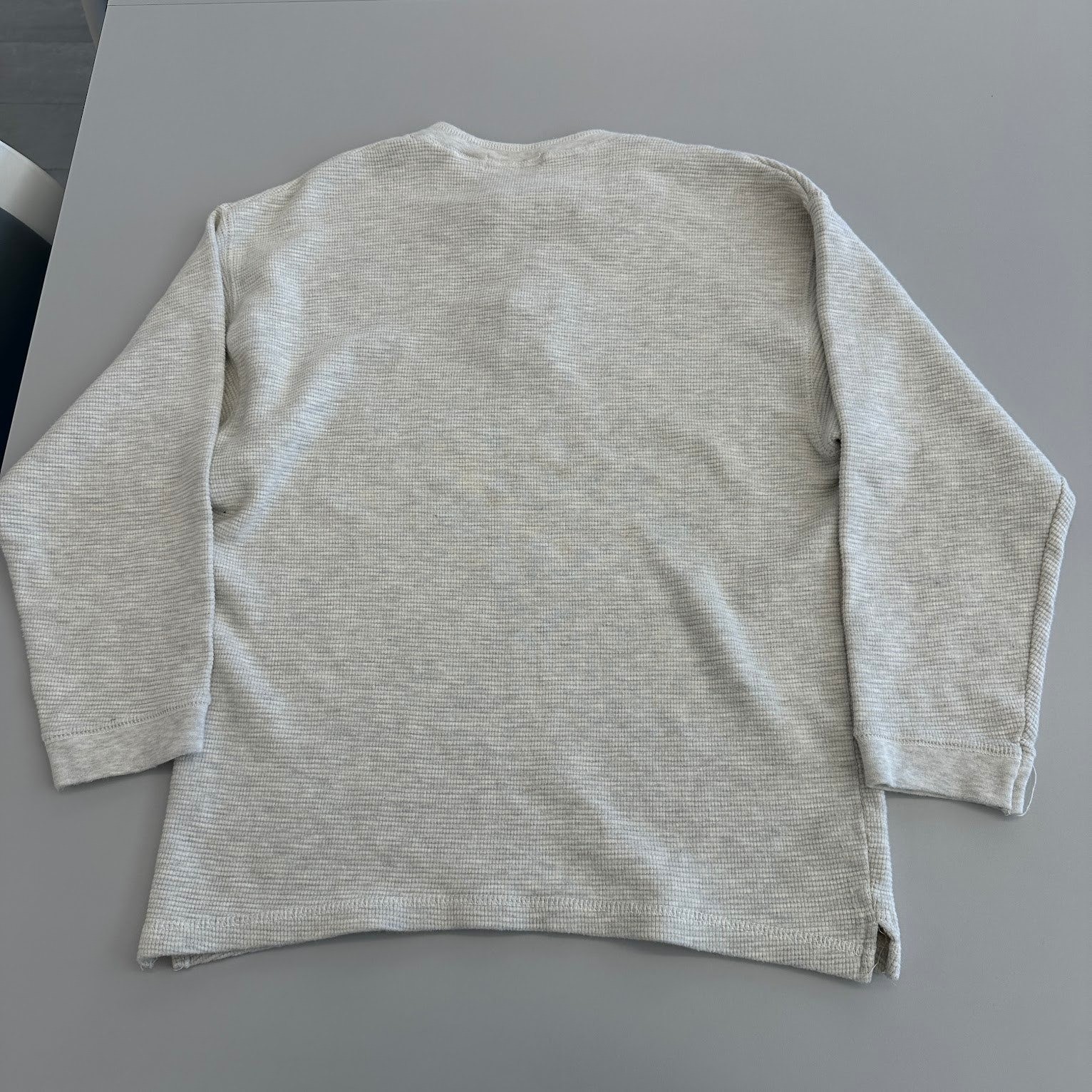 Rhinoceros Mens Henley Shirt Gray Thermal Waffle Knit Cotton Long Sleeve Size M