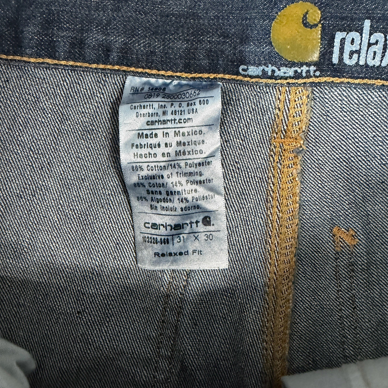 Carhartt Relaxed Fit Carpenter Jeans Mens 31×30 Denim Double Knee Hammer Loop
