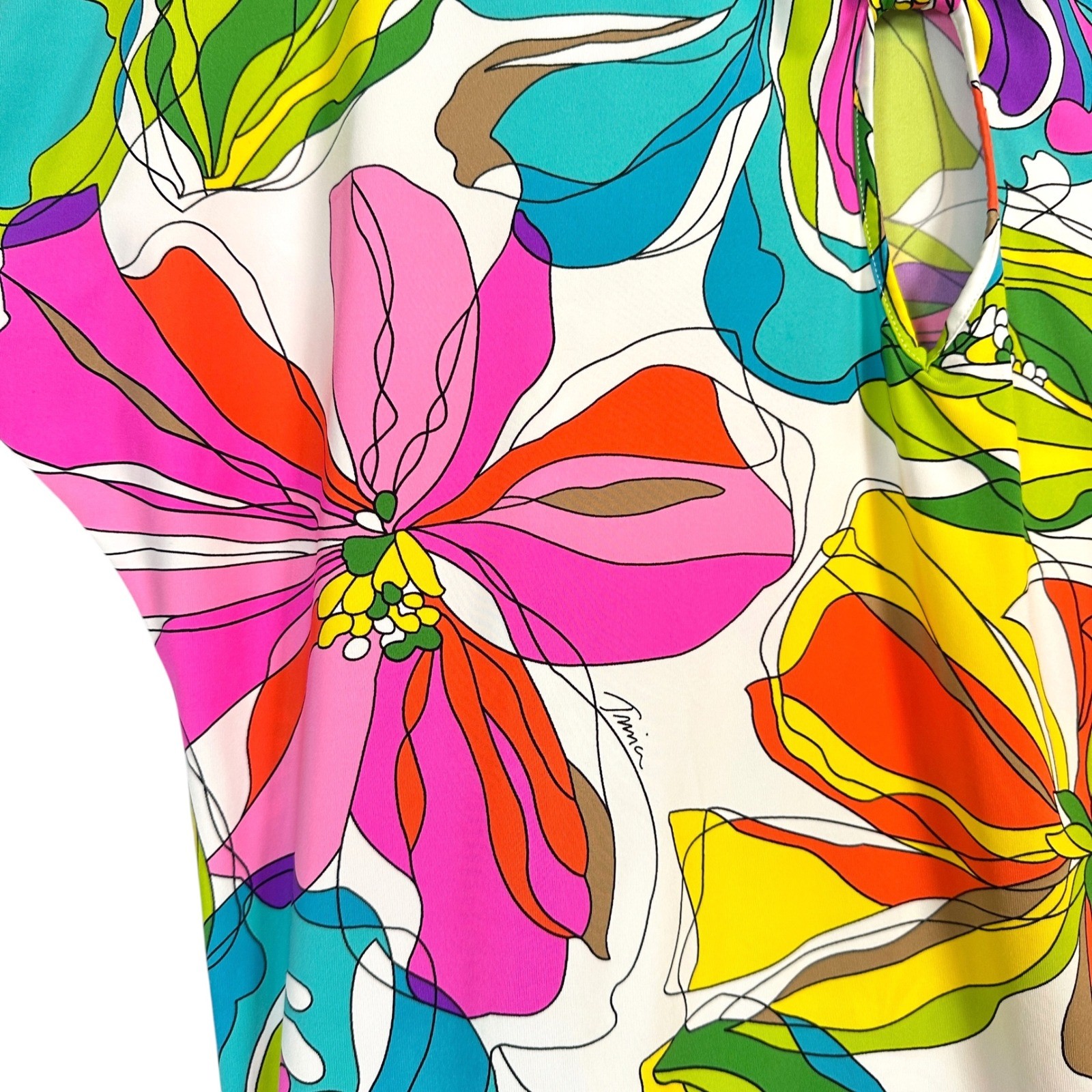 Trina Turk Swim Cover Up Kaleidoscope Tunic L Nylon Elastane Floral Multicolor