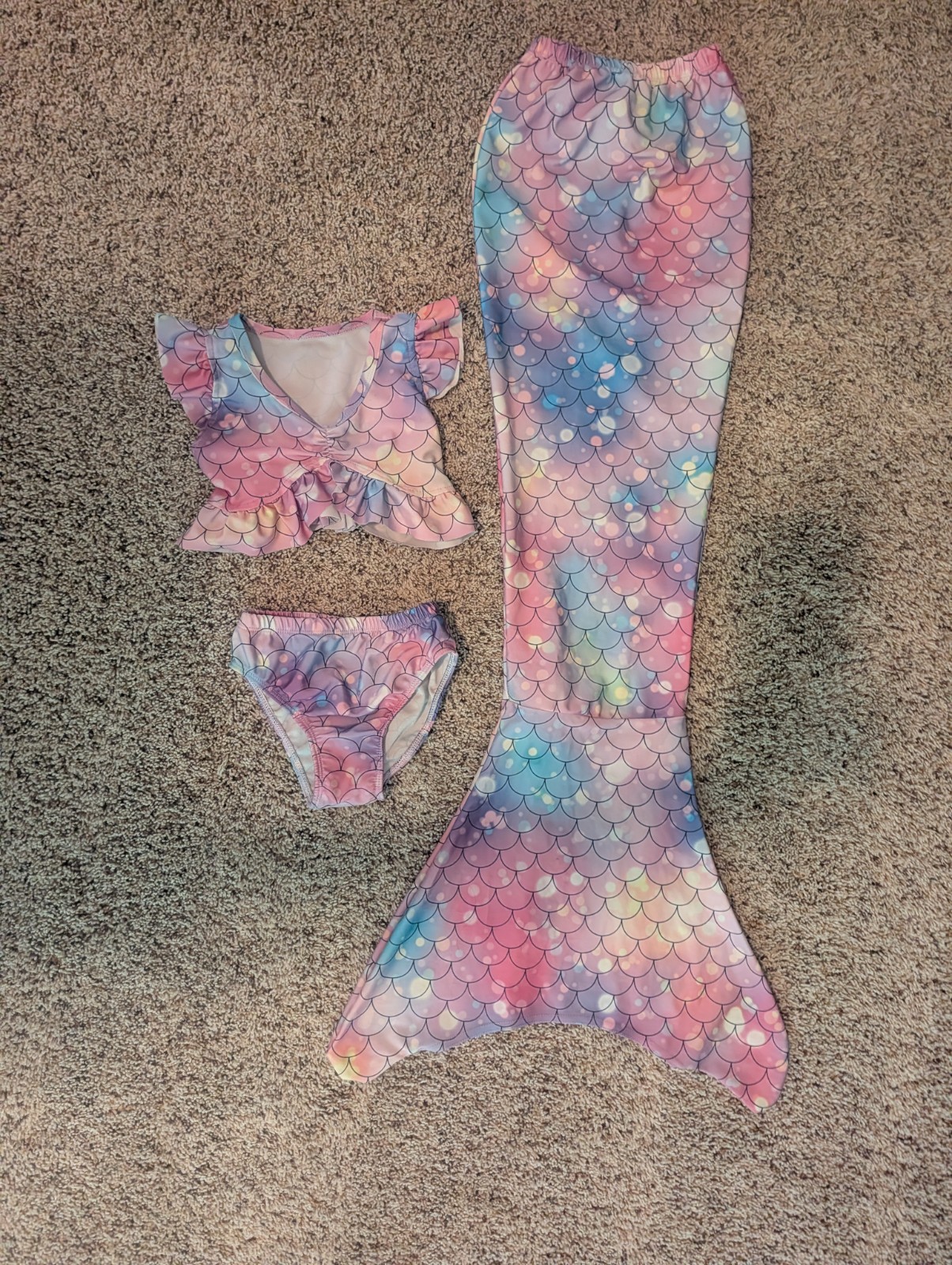 Mermaid Swimsuit with Mermaid Tail 3-4 Toddler