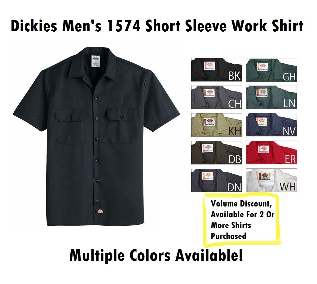 Dickies Men’s Short Sleeve Button Up Work Shirt 1574 Multiple Colors Available