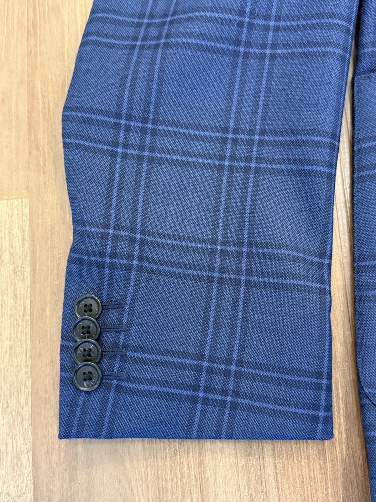 Saks Fifth Avenue 40R Blue Windowpane Wool Sport Coat Blazer 2 Button