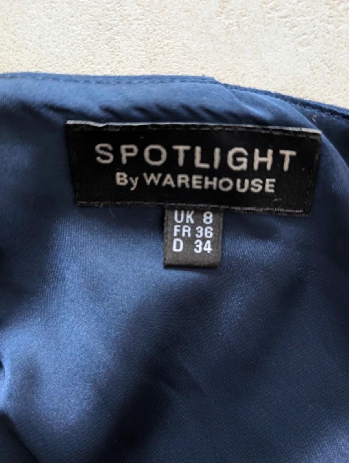 Warehouse Spotlight One Shoulder Navy Cocktail Occasion Dress UK 8 Wedding