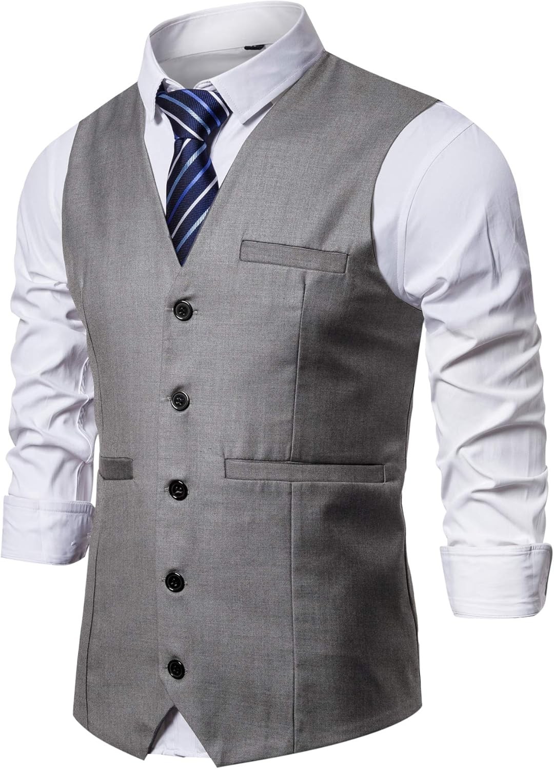 Mens Suit Vest Formal Business Slim Fit Waistcoat for Wedding Tuxedo Party