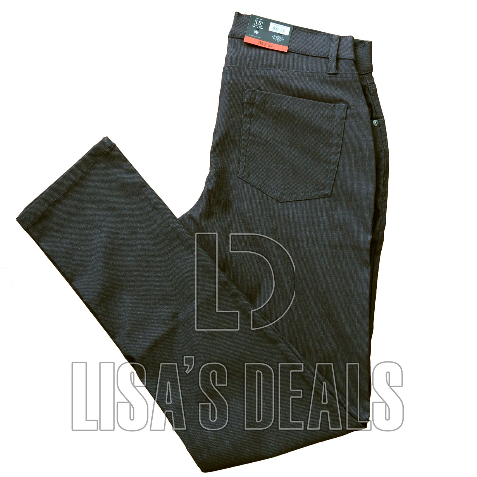 New! Urban Star Men’s Stretch Relaxed Fit Straight Leg Pants Black Tan 30 32 34