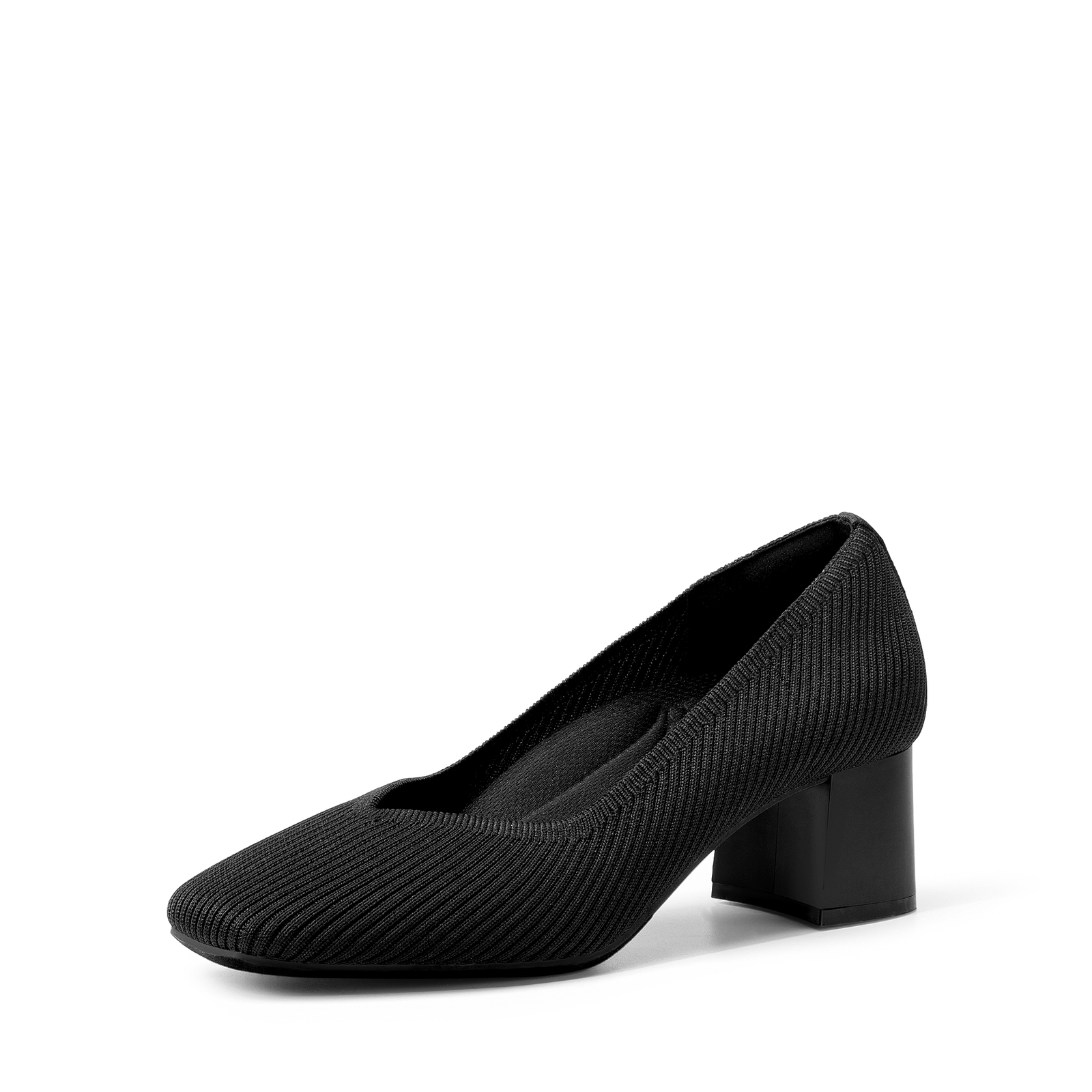 Women Dress Pumps Knit Low Block Heels Office Work Business Formal Casual Pumps