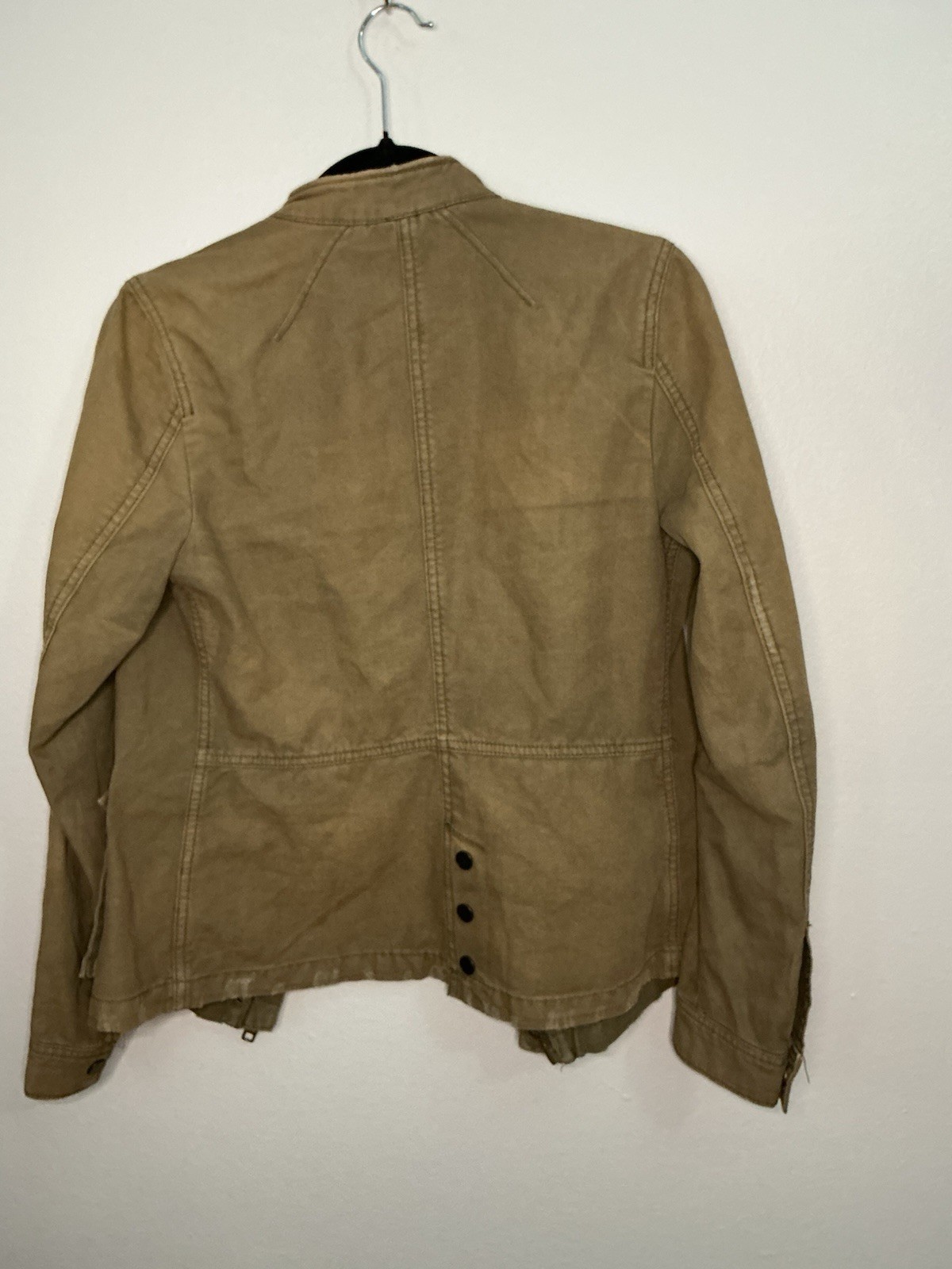 Anthropologie Women’s Beige Military Jacket Army Button/Zip w/ Pockets Short XS