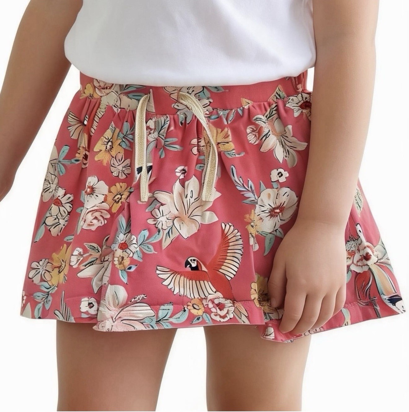 OshKosh B’gosh Coral Floral & Bird Drawstring Skort 5T