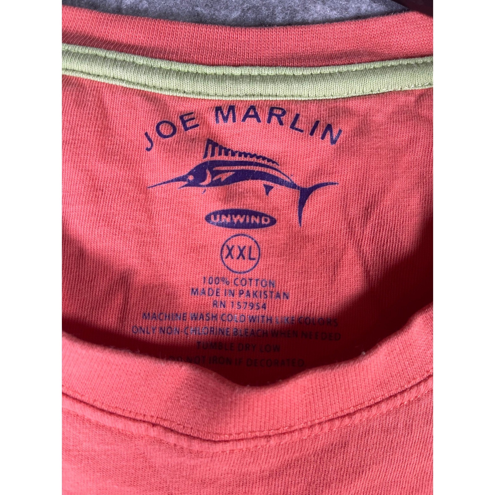 Joe Marlin Unwind Mens XXL T-Shirt Coral Orange Cotton Embroidered Logo Pinhole
