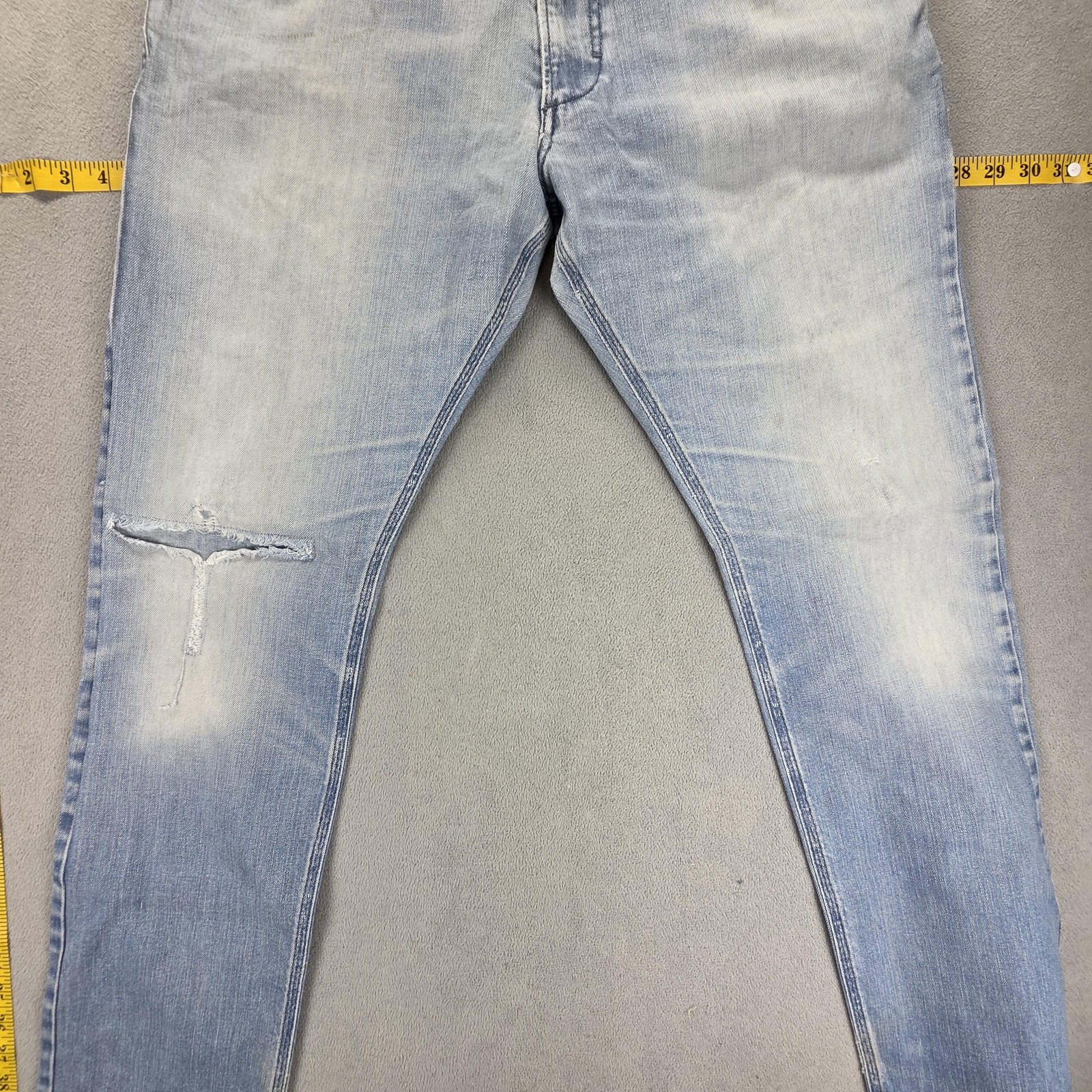 Diesel Jeans Mens 34×34 Blue Krooley Slim Carrot Distressed Zip Fly ORNV8