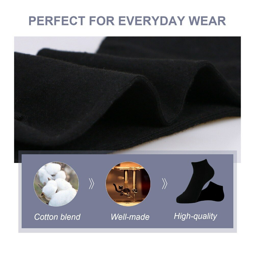 3-12 Pairs Men’s Invisible No Show Nonslip Black Boat Socks Low Cut Size 9-13
