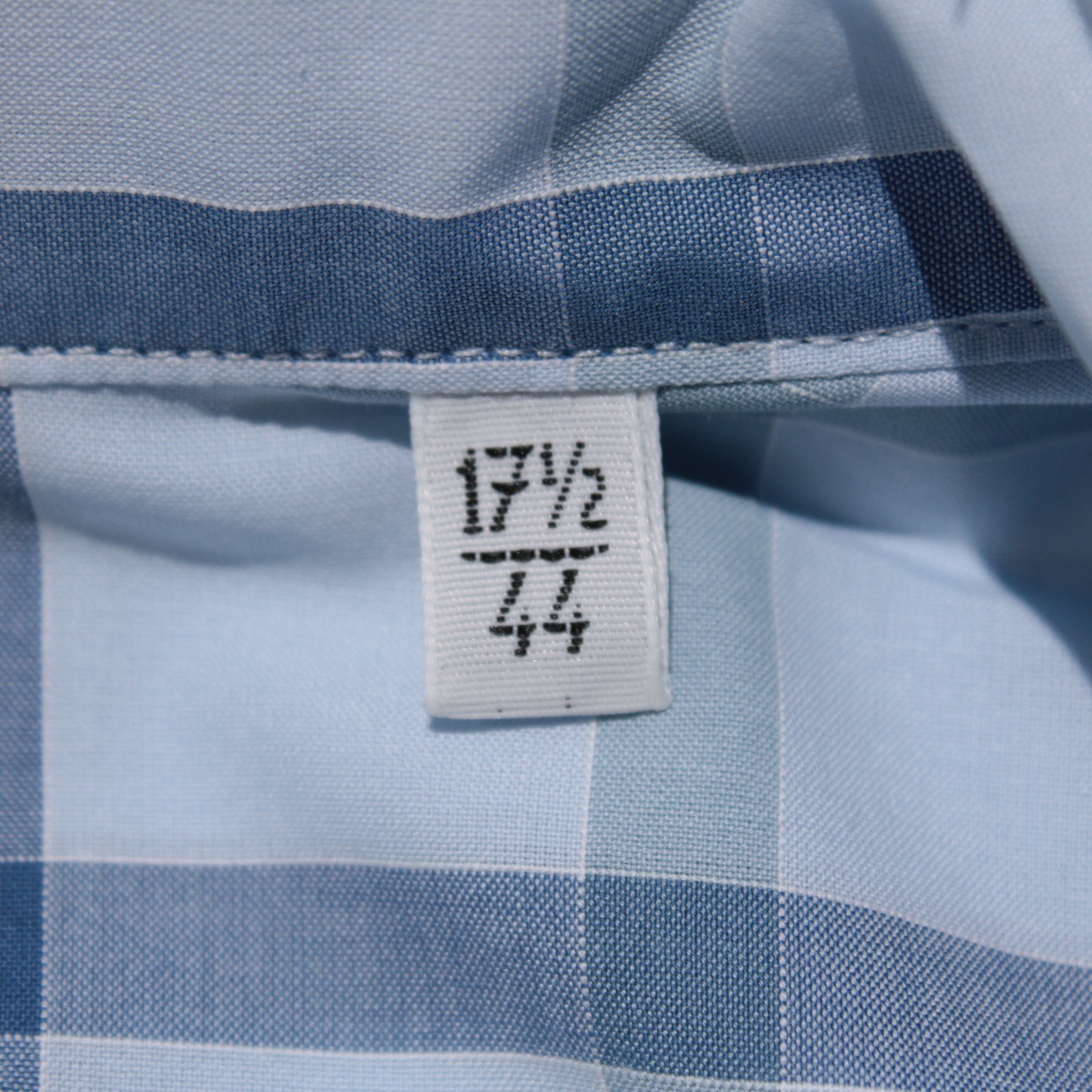 Ravazzolo NWT Dress Shirt Size 44 17.5 in Shades of Blue Plaid 100% Cotton