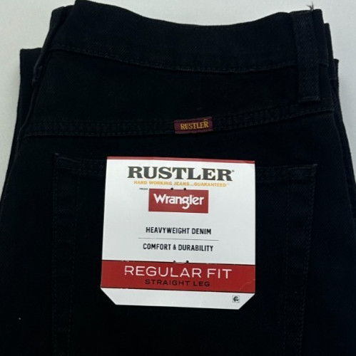 Rustler by Wrangler Regular Fit Straight Heavyweight Men’s Jeans W32 L32 Black