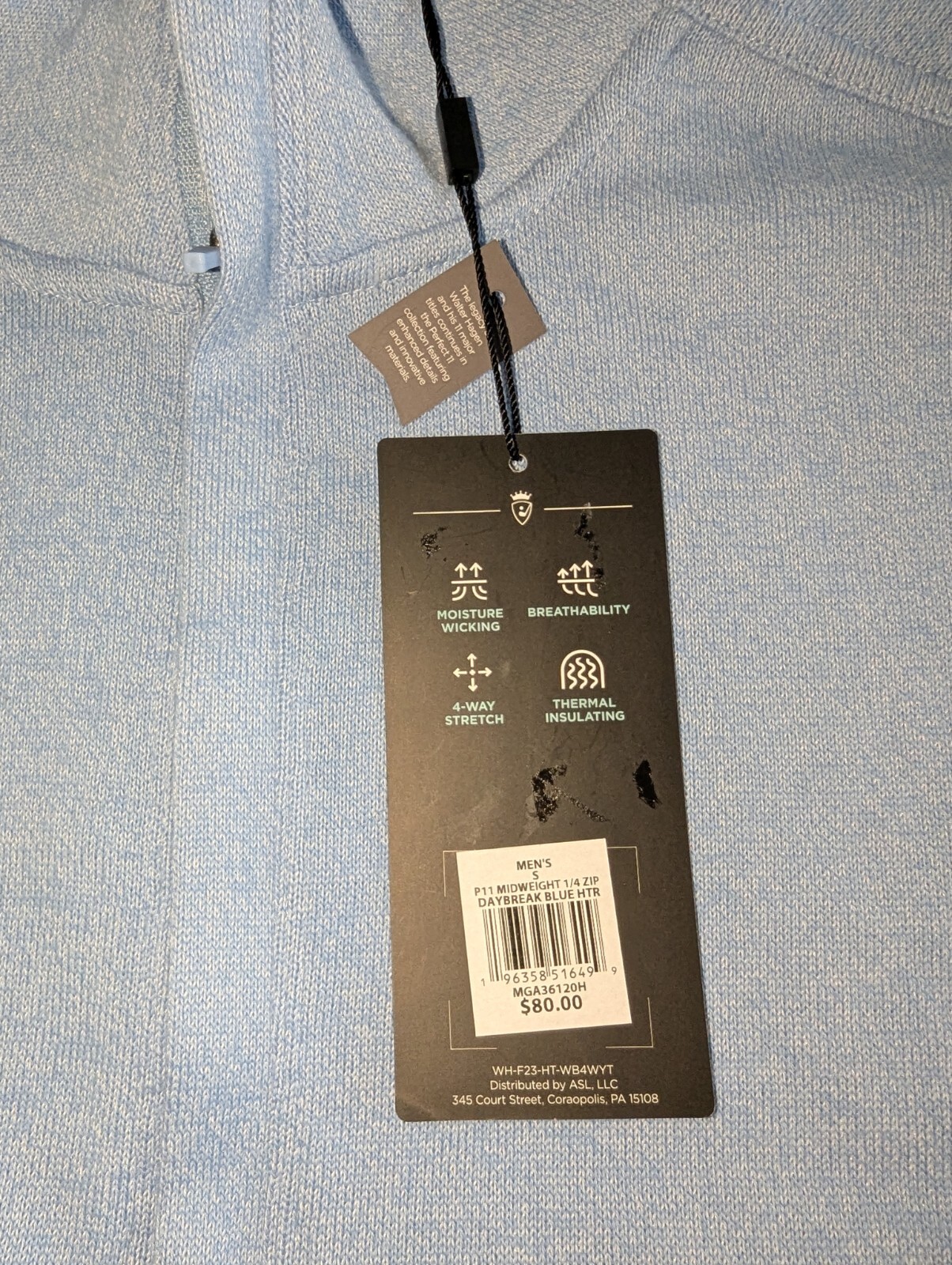 Walter Hagen Small Performance 11 1/4 Zip Golf Pullover Sweater Daybreak Blue