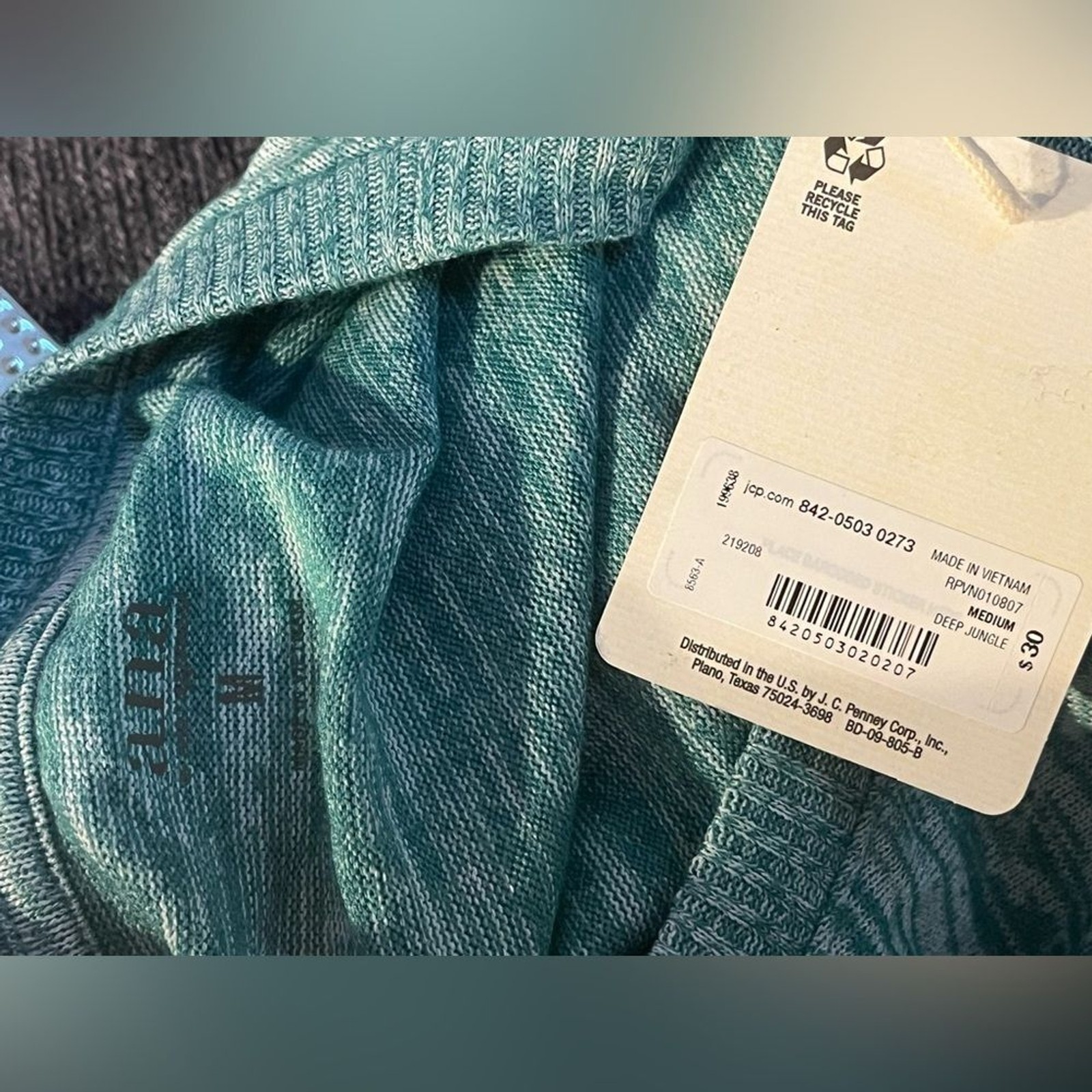 NWT a.n.a. Space Dye Blue Knit Puff Sleeve Top – Size M