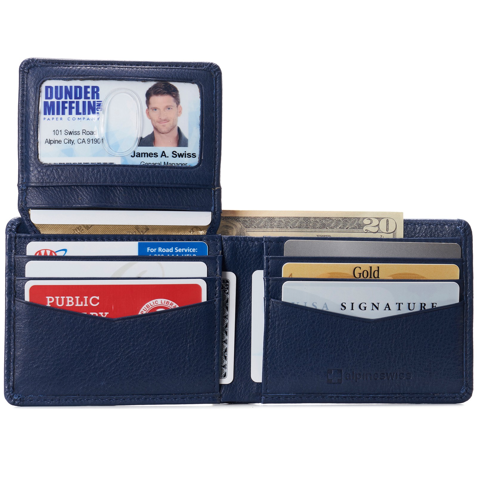 Alpine Swiss Bifold Wallet, Wallet Genuine Leather, RFID Blocking, Gift Box