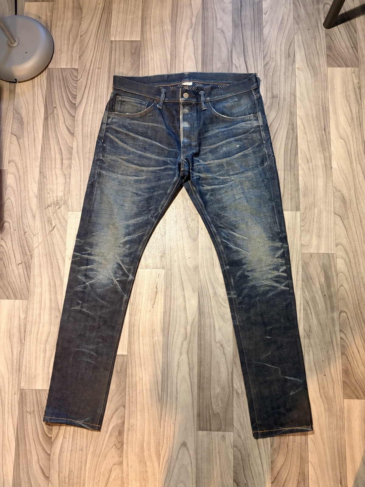 Fabric-Brand & Co RAW Japanese Selvedge denim Slim Fit Dark Wash Blue Jeans,