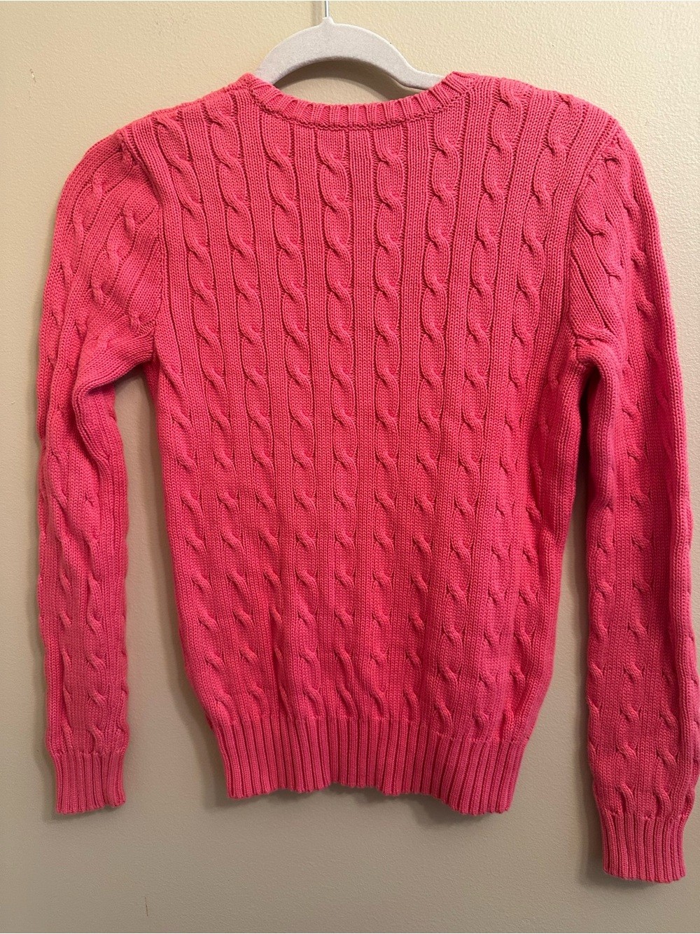 Ralph Lauren Coral Cable-Knit V-Neck Sweater Size M