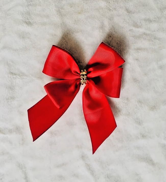 Classic Red Satin Hair Bow Clip for women