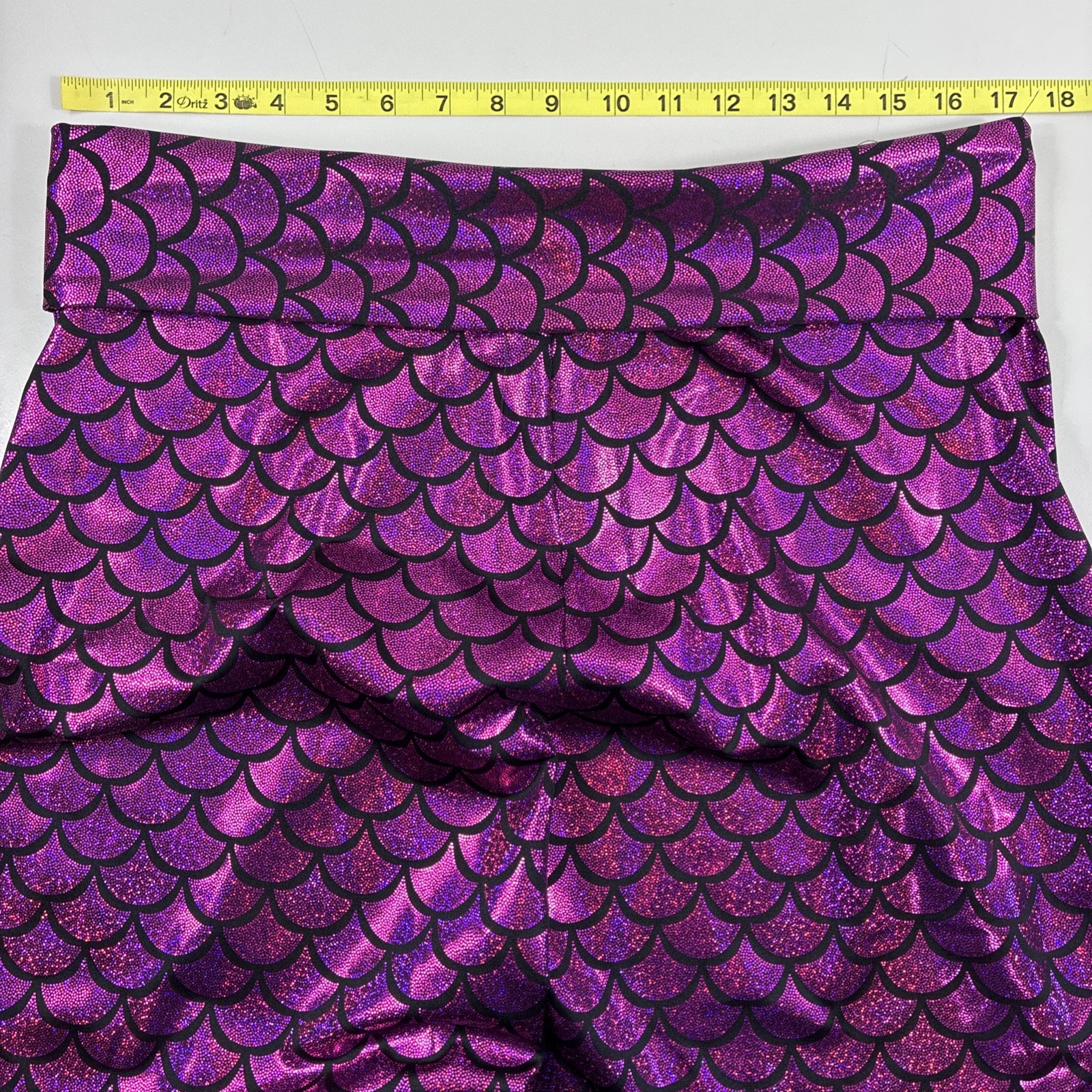 Mermaid Tail Skirt 36″ x 37″ Long Pink Purple Glitter Black Fish Dragon Scales