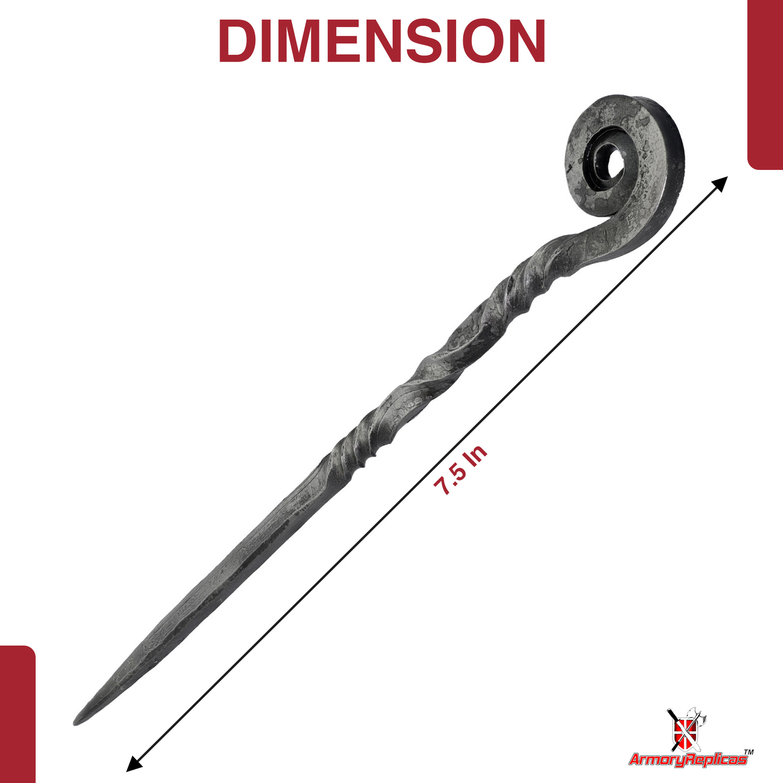 Medieval Inspired Gifts for Her Forged Iron Twisted Spiral Design Hair Stick