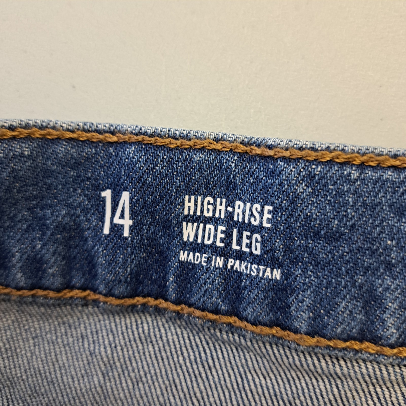 a.n.a. High Rise Wide Leg Jeans Blue Streetwear Skater Baggy Two Tone Womens 14