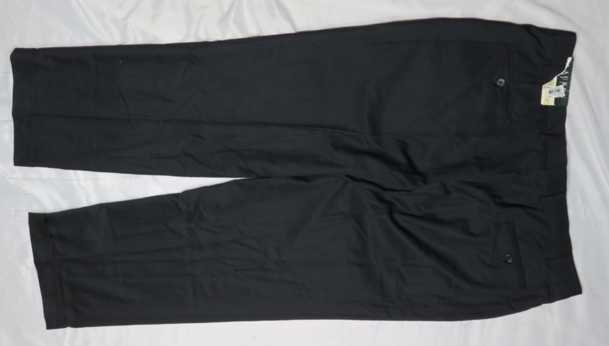 LAUREN RALPH LAUREN MEN PANTS 40X30 BLACK DRESS RELAXED FIT PLEATED MICRO NEW