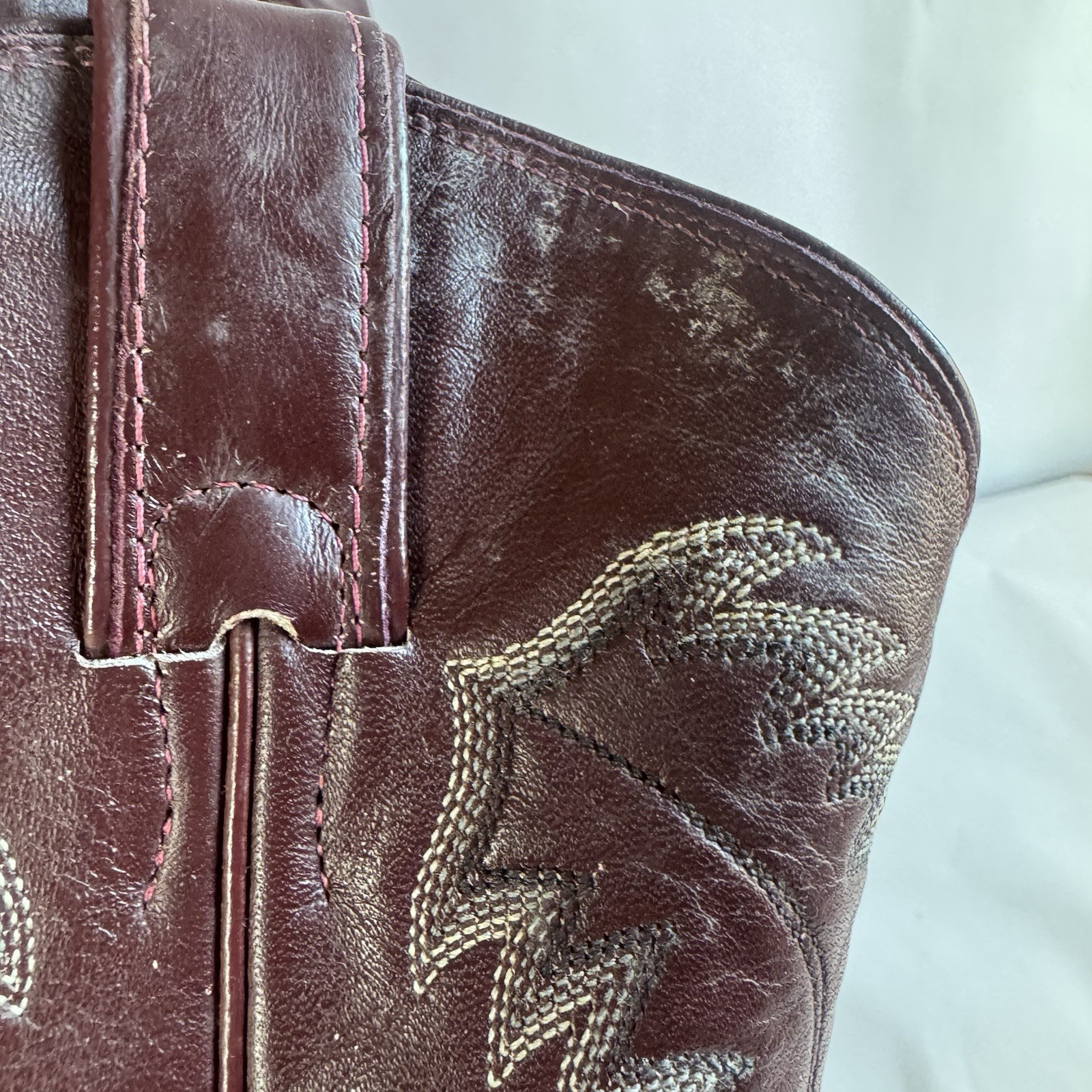 Justin Exotic Western Boot Bourdeaux Burgandy Patchwork Ostrich 6495 Mens 8.5D