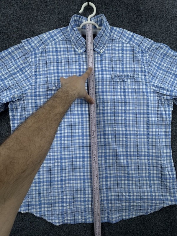 Vineyard Vines Short Sleeve XL Nylon Polyester Harbor Plaid Button-Down Blue
