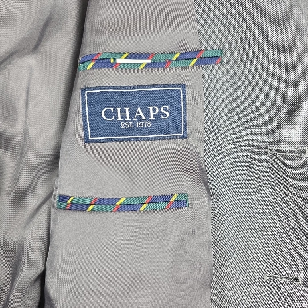 Chaps Suit 2 Piece Mens 44S 36X30 Gray Sharkskin Single Vented 100% Wool