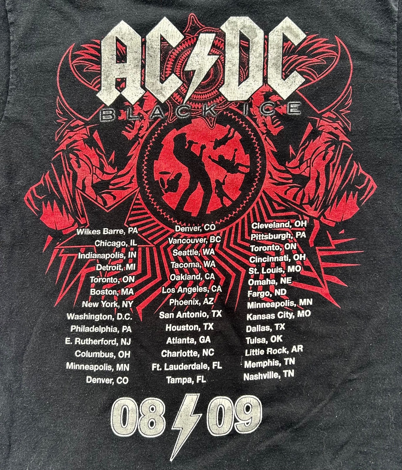 🤘AC/DC Black Ice Tour Shirt Sz. Small Rock N Roll Train 08-09 Graphic Concert