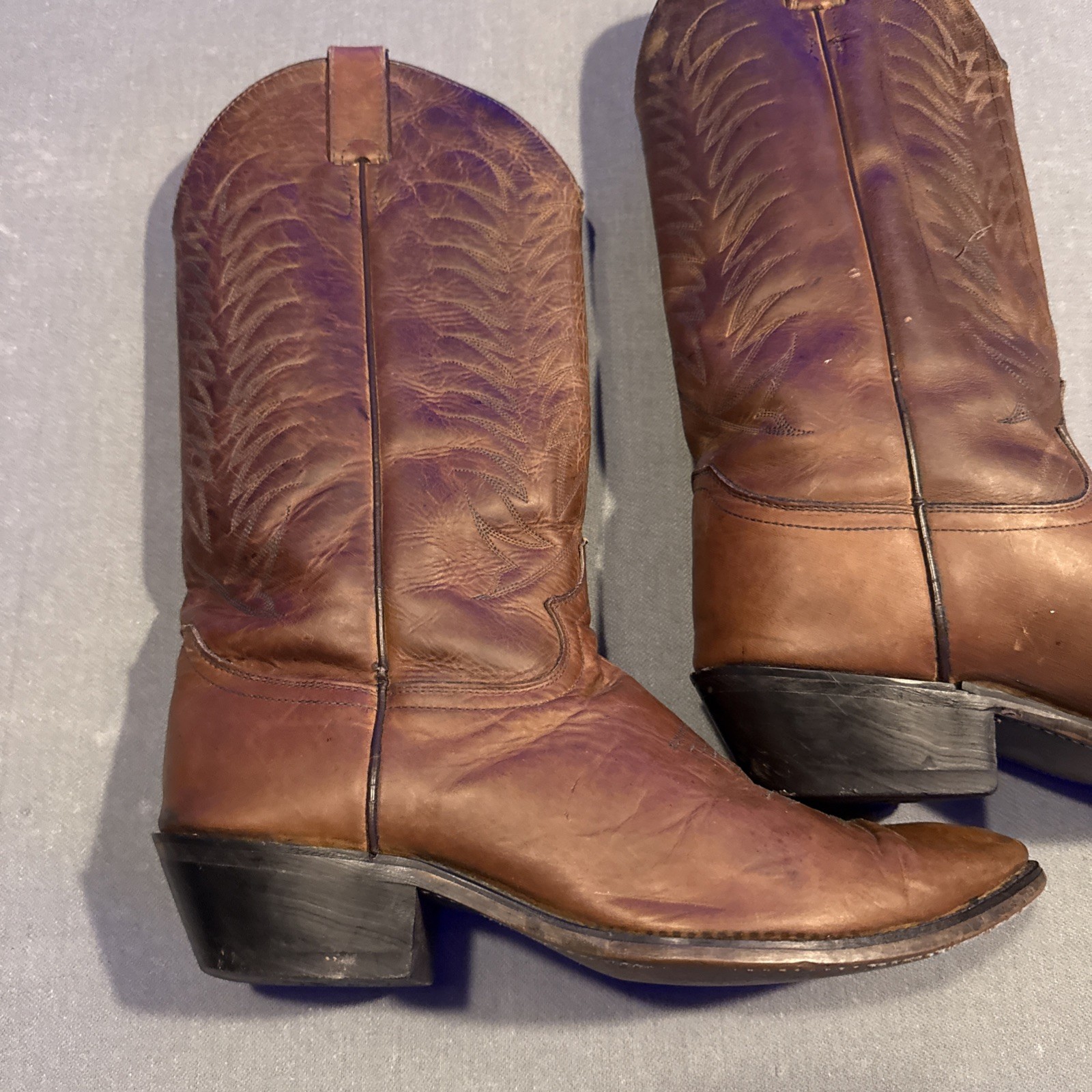 Vtg Justin Diamond Womans Western Boots Brown Leather Cowgirl Sz 10d 51014