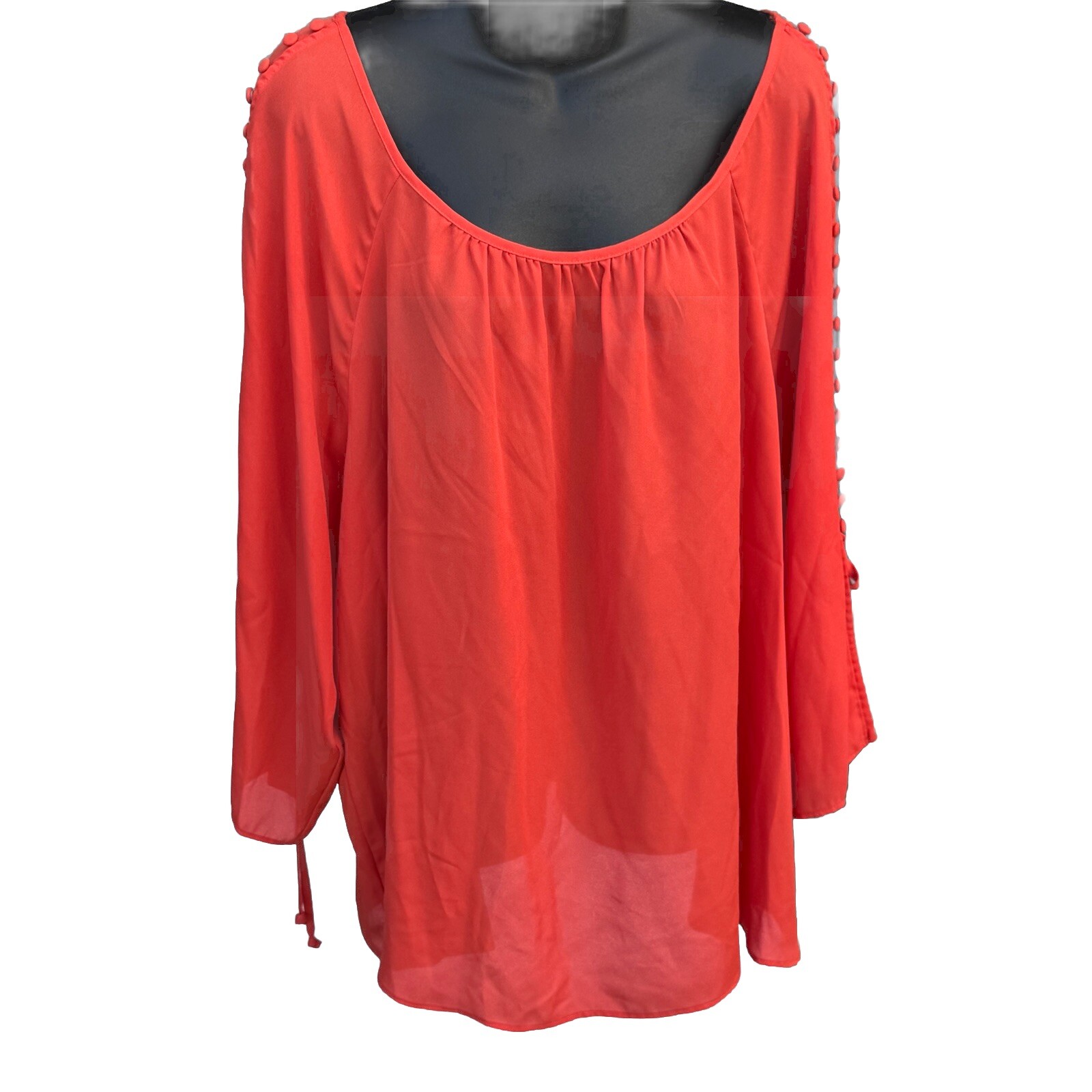 Zac Rachel Top Women’s Sz 3X Semi Sheer Flouncy 3/4 Sleeves Scoop Neck