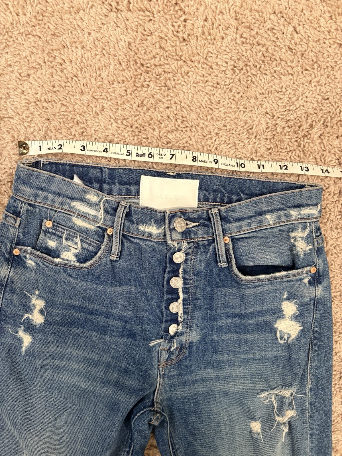 MOTHER Mid Rise Fly Cut Dazzler Ankle Jeans Size 26 Walking On Stones Distressed