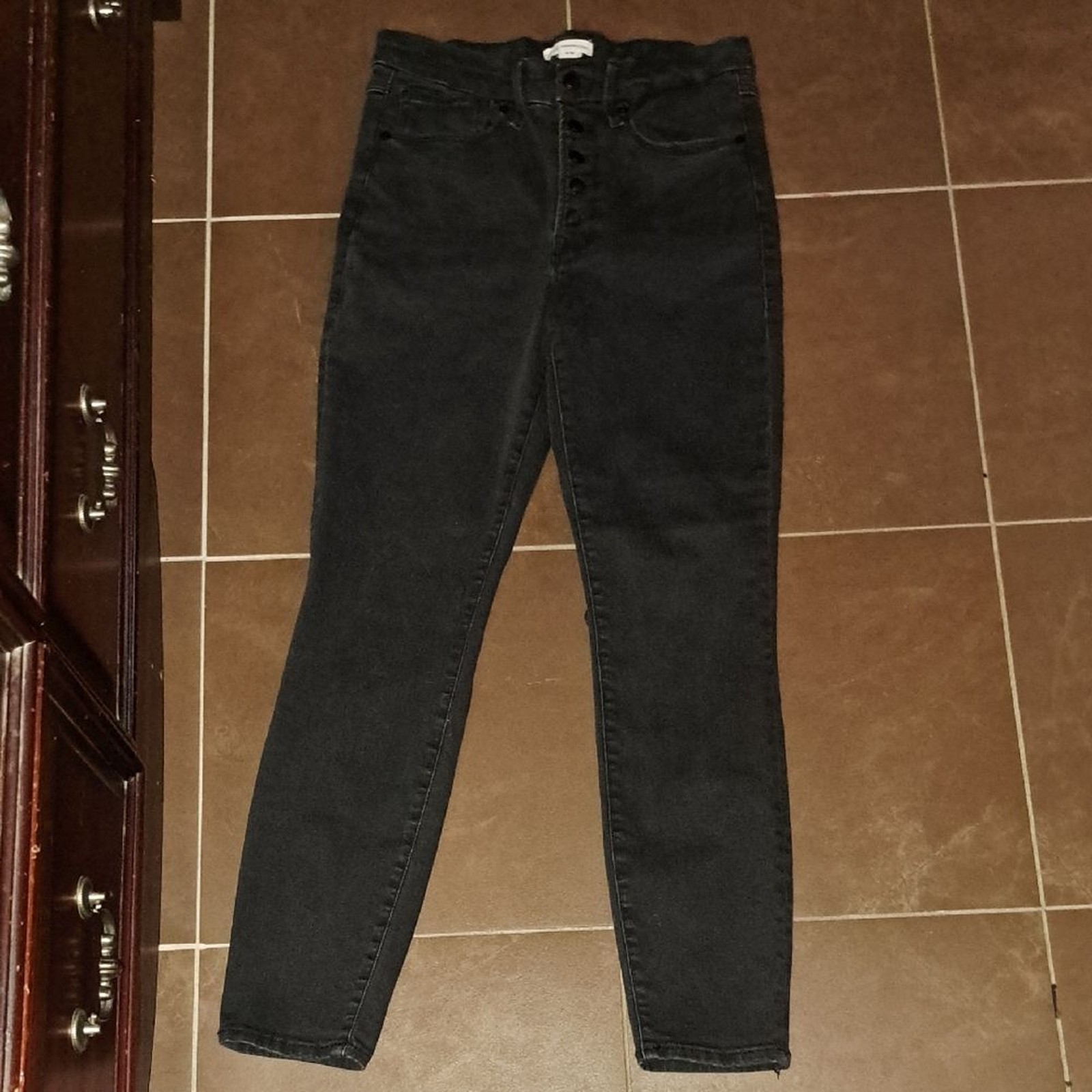 Good American High-Rise Black Button-Fly Jeans
