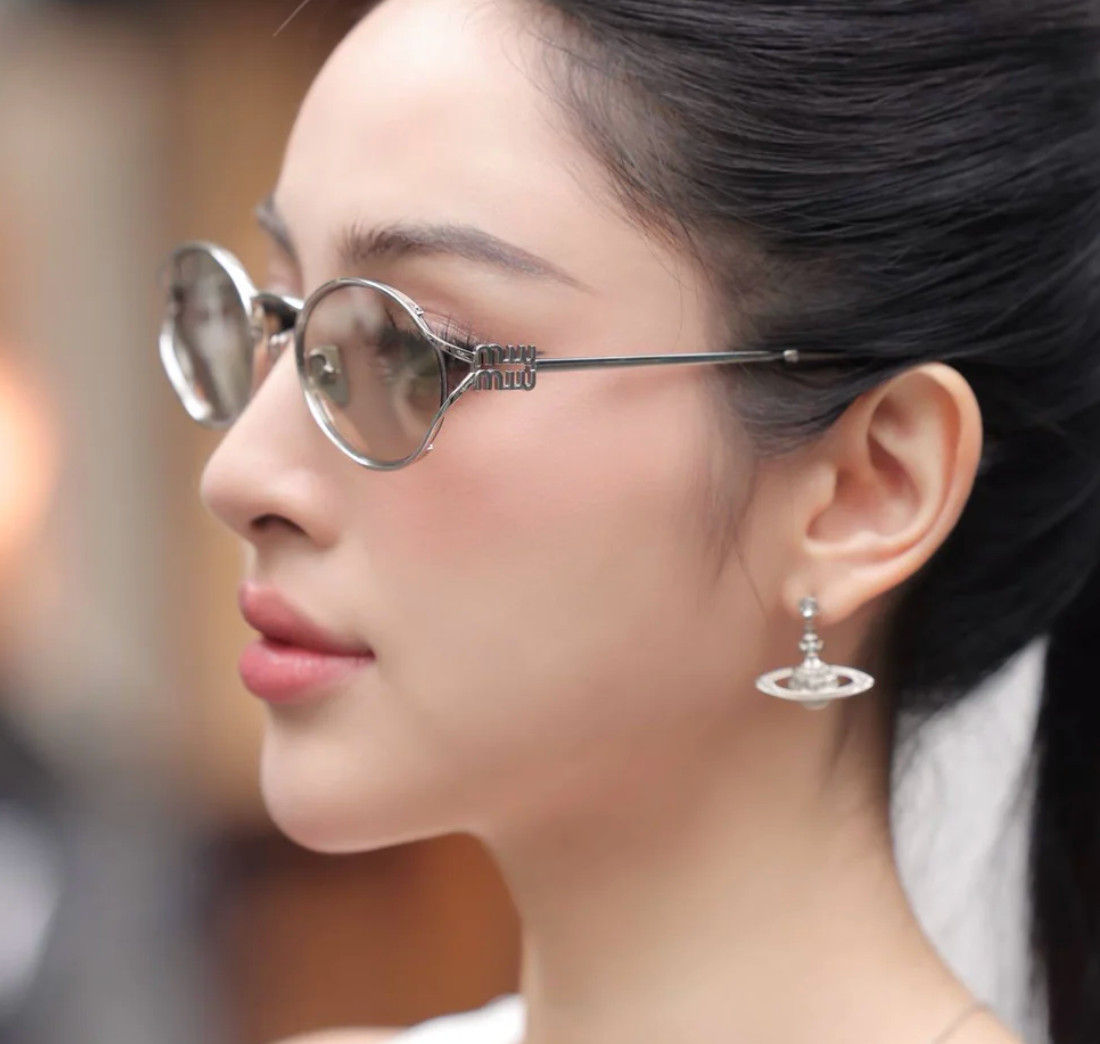 MIU MIU MU 52YS 1BC10F Women’s Silver Ivory / Silver Mirror Lens Sunglasses