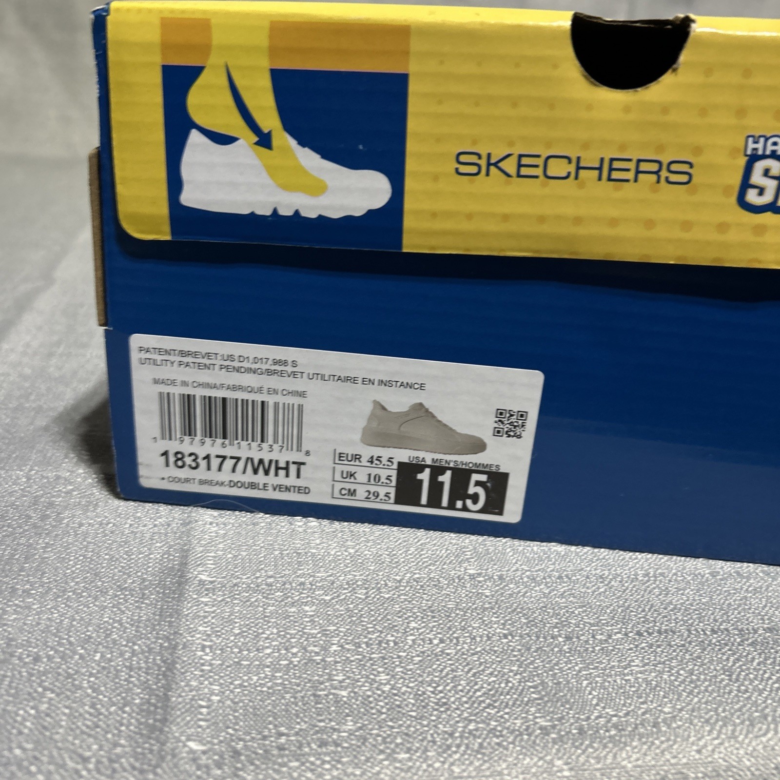 Men SKECHERS Court Break Double Vented Hands Free Slip-Ins Shoes SZ 11.5 White