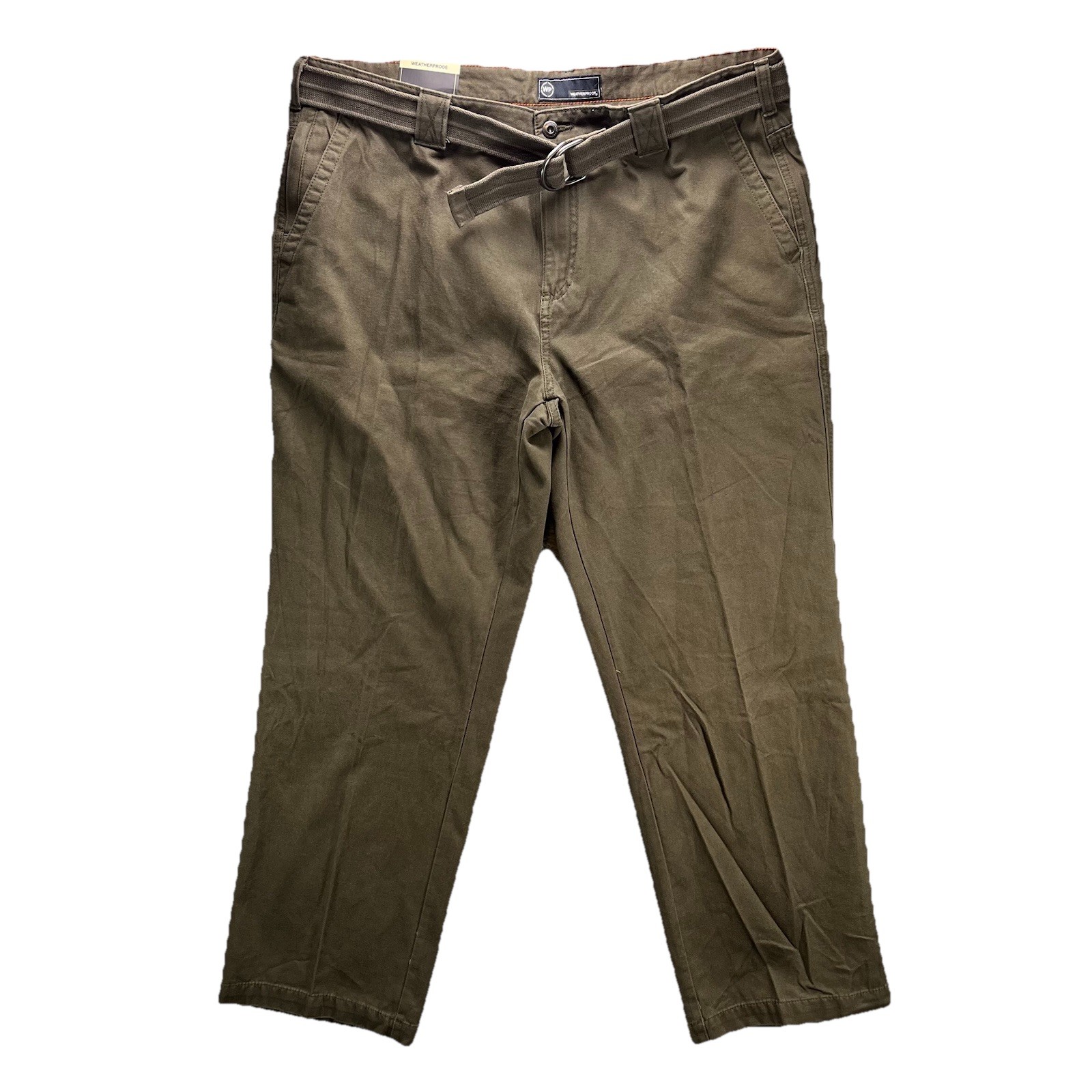 Weatherproof Utility Chino Pants Mens 40×30 Dark Olive Belt Rugged Workwear NWT