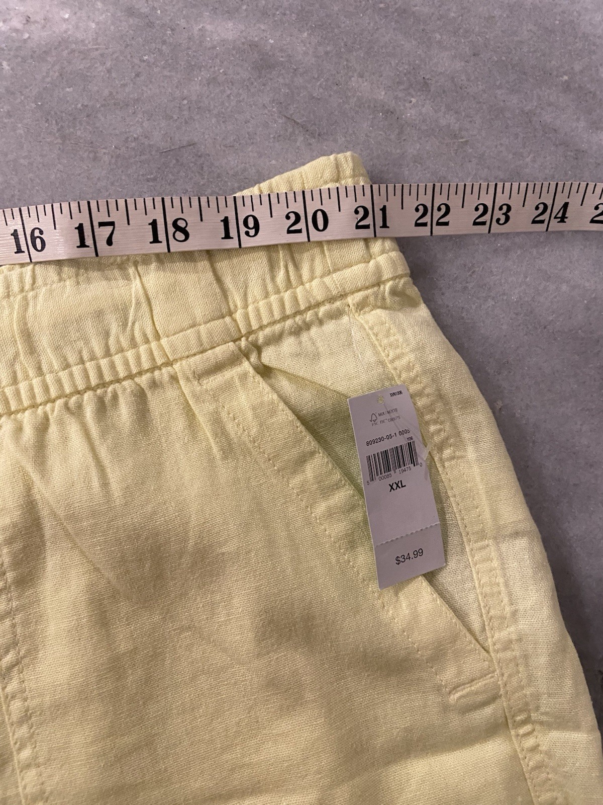 NWT GAP Size XXL Yellow Linen Blend Pull On Elastic Waist Drawstring Shorts