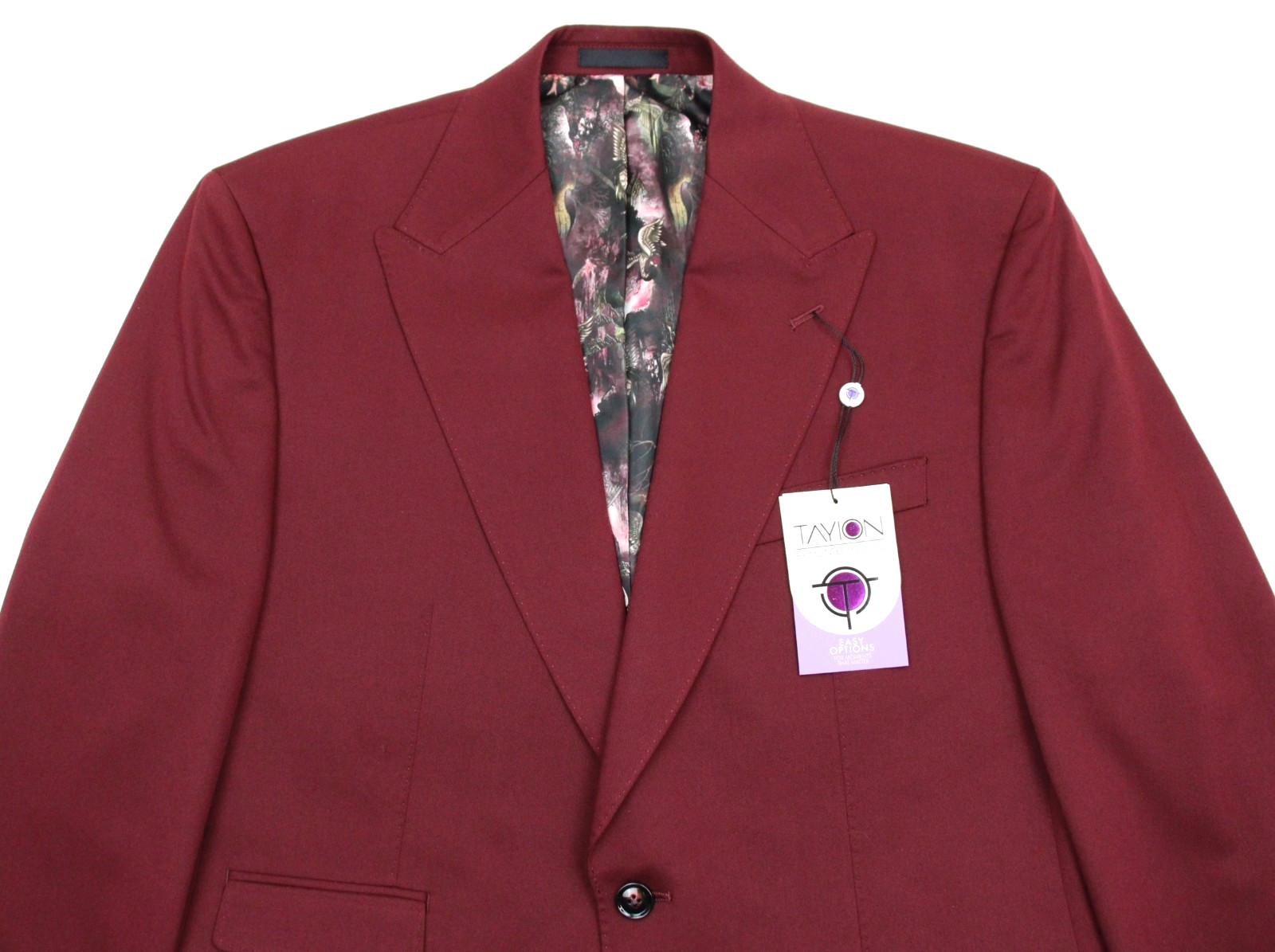 Tayion Suit Jacket 42 R Mens Red Solid Classic Fit Peak Blazer Sport Coat $360