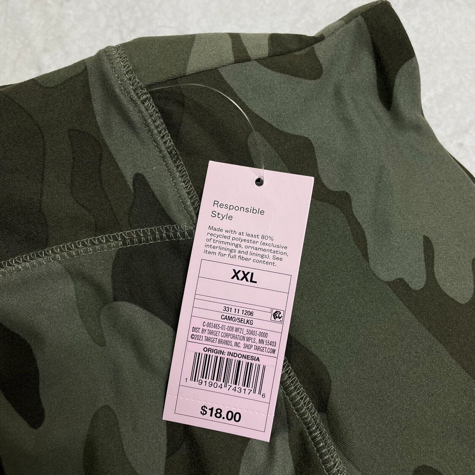 Wild Fable Soft Leggings Womens Full Length Green Camo High Rise Wide Waistband