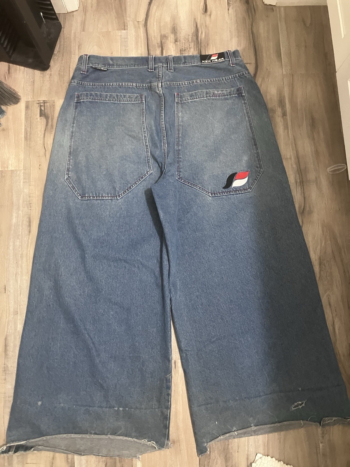 Kikwear Men’s Blue Wide-Leg Relaxed Fit Denim Jeans Mid Rise 5-Pocket