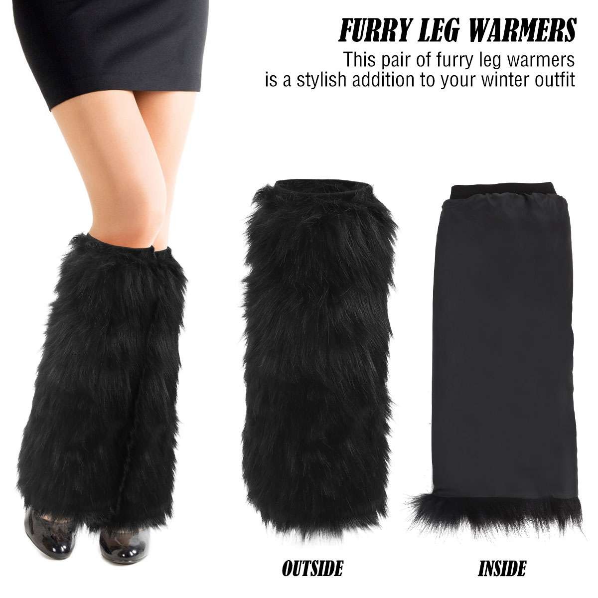 Womens Faux Fur Leg Warmer Boots Socks Fluffies Boot Cover Warming Foot Sleeve