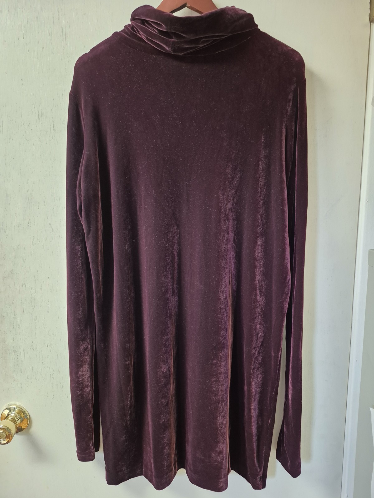 Nicole Miller Womens Purple Velvet Cowl Neck Long Sleeve Tunic Top Size 12