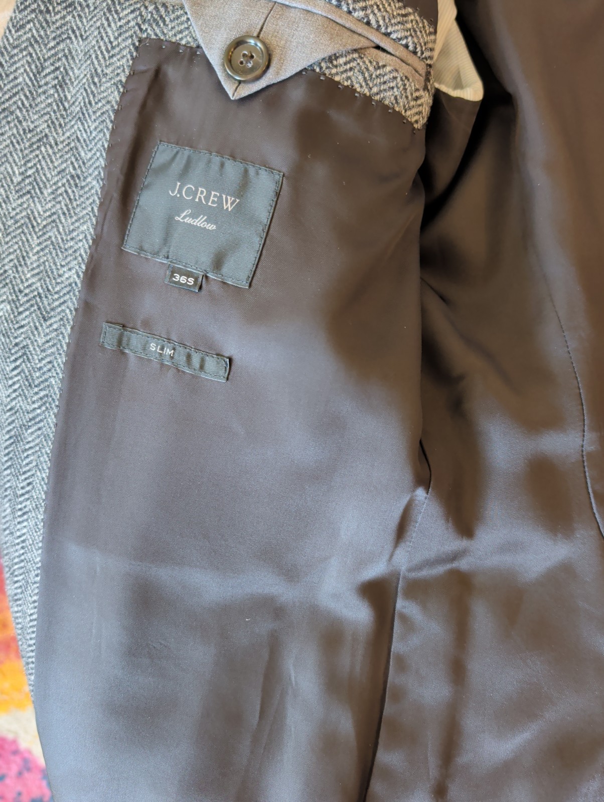 J Crew Ludlow Herringbone Tweed Grey Blazer 36S