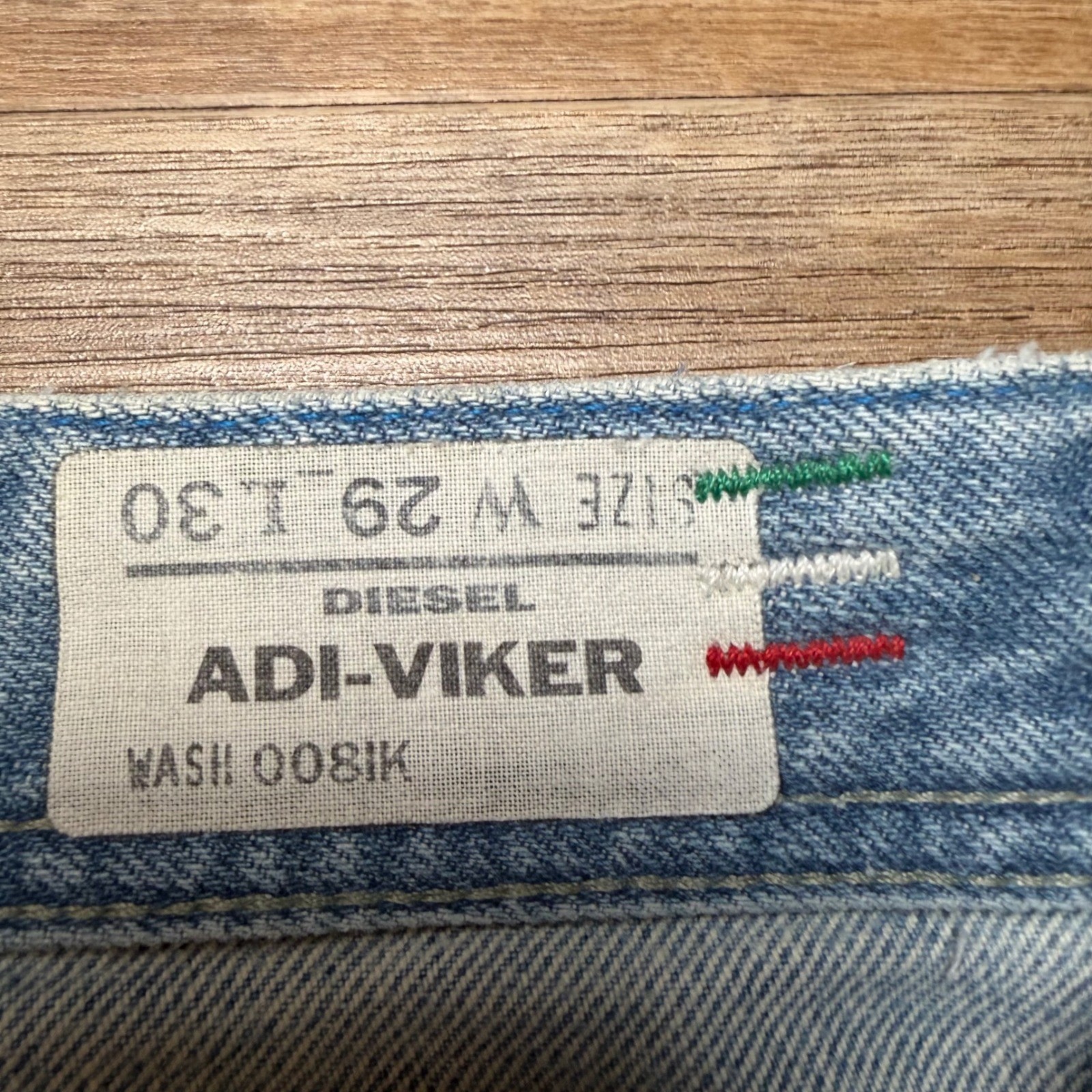Diesel x Adidas Jeans Mens 29×30 Light Blue Adi-Viker Straight Leg Distressed