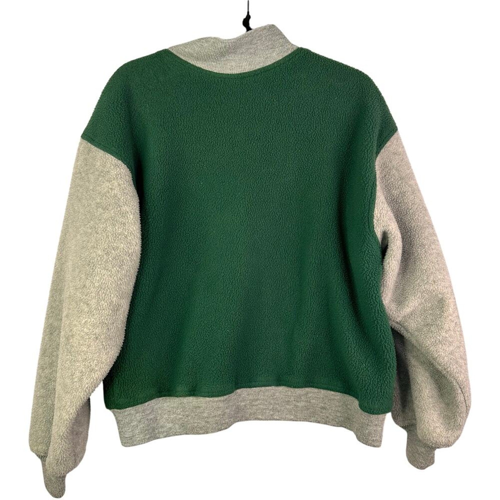 Lands End Spring Varisty Jacket MEDIUM GREEN Snap Cotton Pockets Stretch