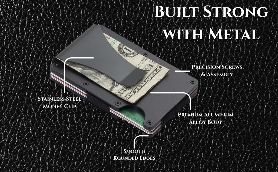 Leatherboss Men’s RFID Blocking Slim Money Clip Minimalist Wallet Card ID Holder