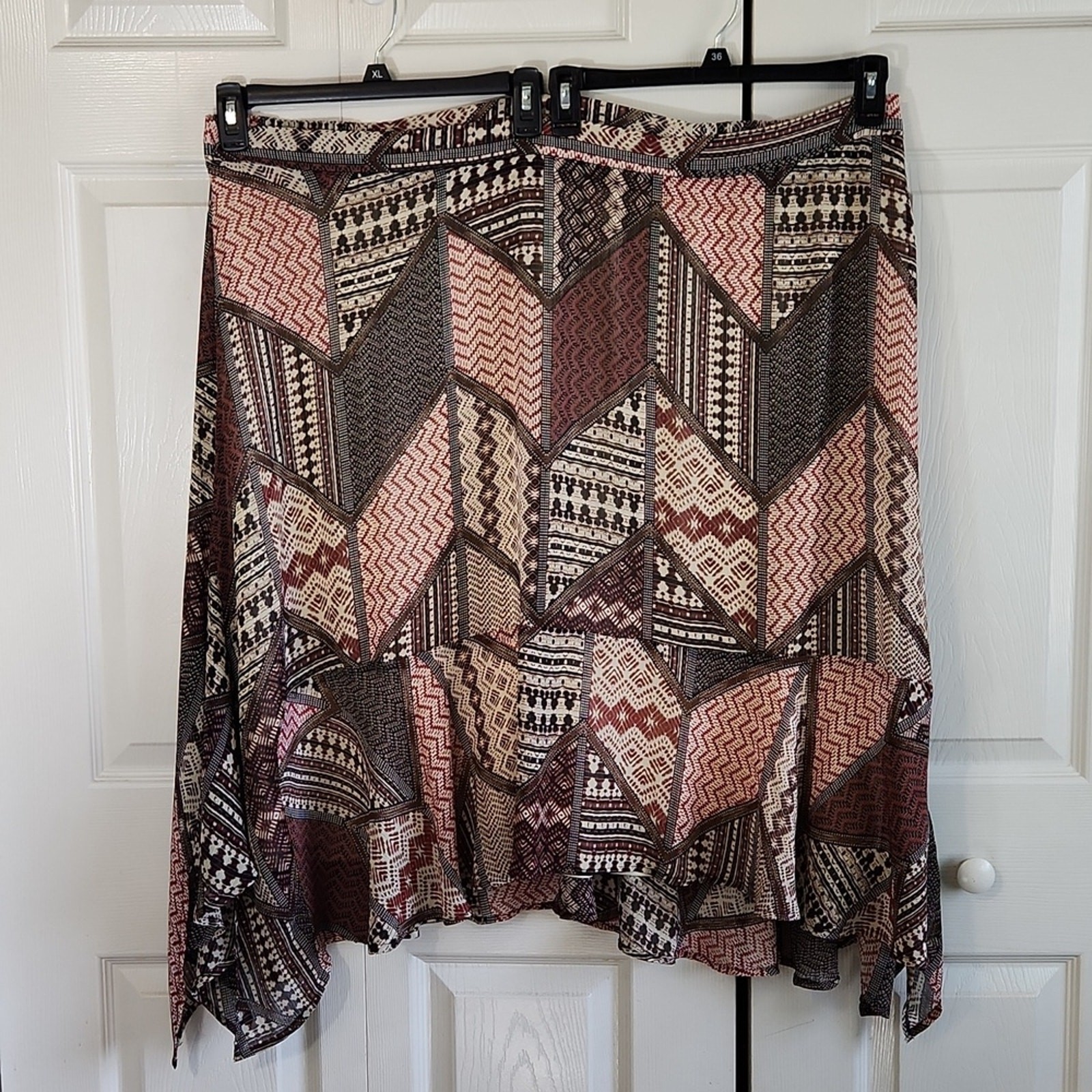 Catherines Multi-Colored Patchwork Skirt Size 4X Lined Boho Peasant Side Zip
